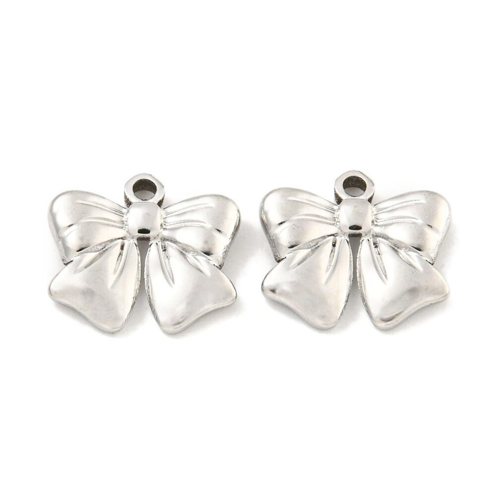 6892 20 pcs Bowknot Theme 304 Stainless Steel Charms Bow Tie Knot Ion
